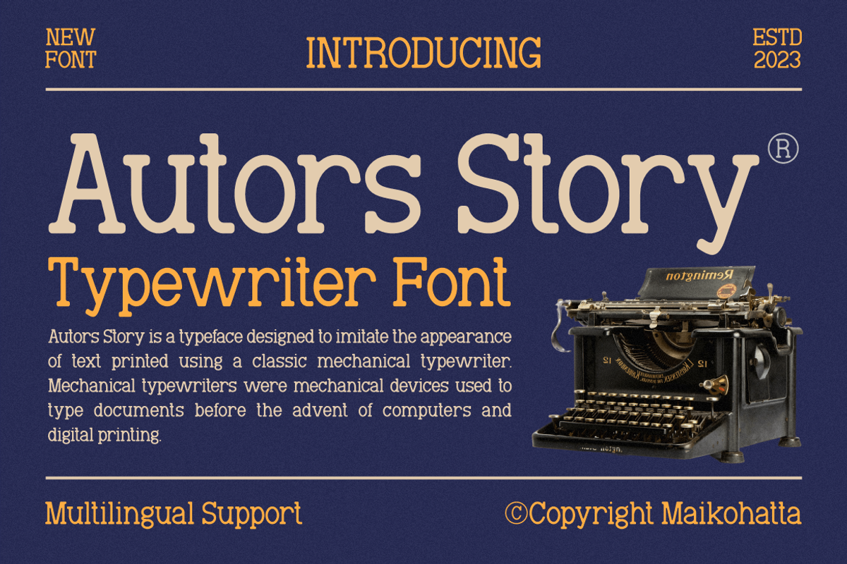 Autors Story - Typewriter Font, a Handwritten Font by MaikoHatta (Photo 1 of 7)