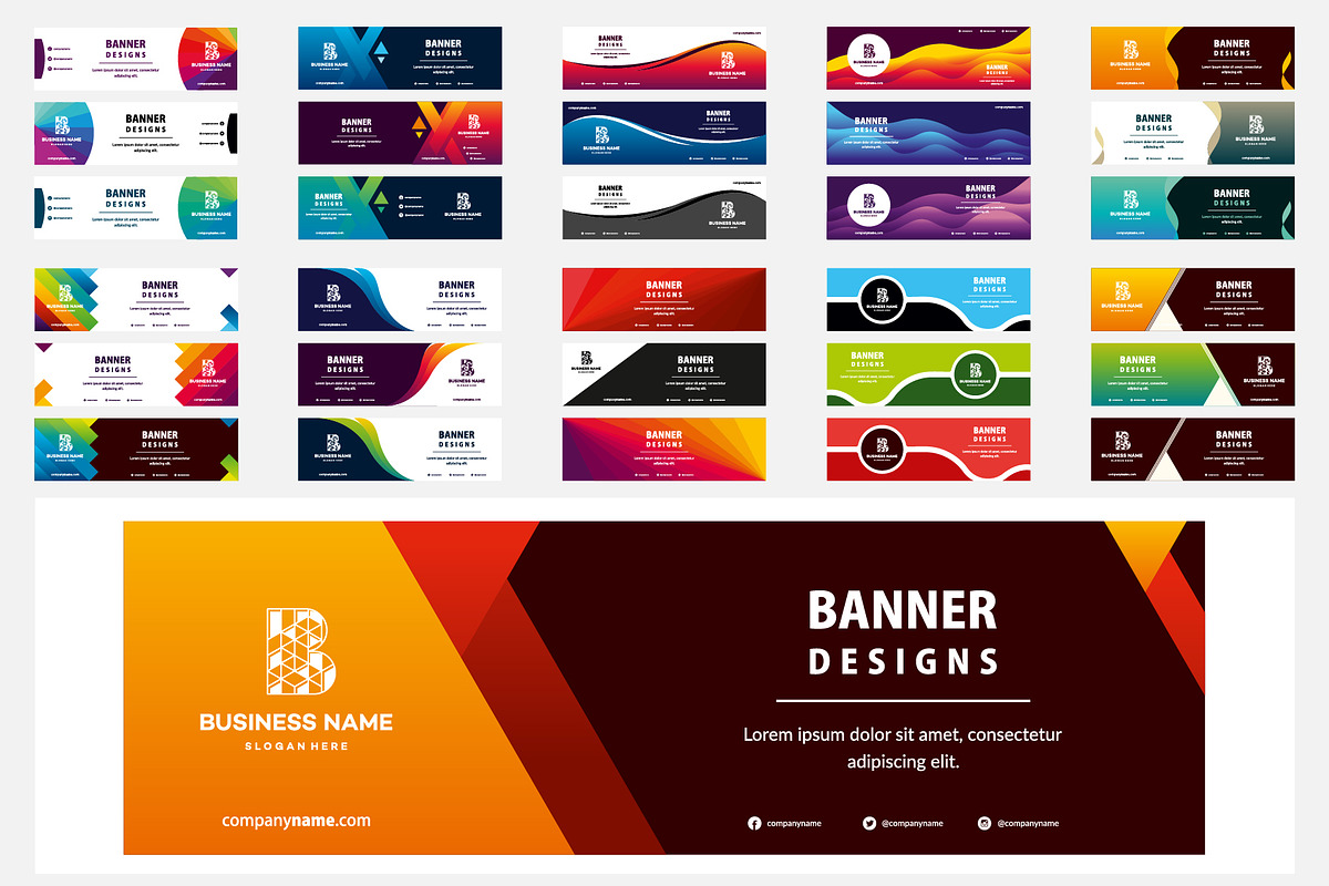Set Business web horizontal banner, a Background Graphic by Lucky Creative (Photo 2 of 3)