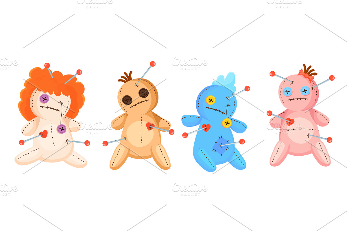 Voodoo dolls. Witch creepy doll with, an Illustration by Stock-Smart-Start