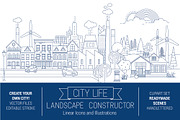 City Skyline Line Art Graphic Kit, an Education Illustration by Pingebat (Thumbnail 1 of 4)
