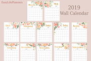 Wall Calendar 2018 2019 Letter Size, a Templates & Theme by EasyLifePlanners (Thumbnail 10 of 10)