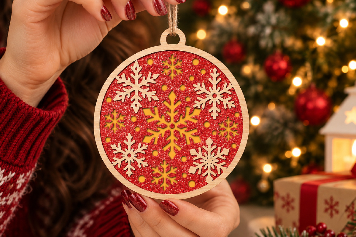 Double Snowflake Ornament SVG File, an Object Graphic by Libby Wishes (Photo 1 of 3)