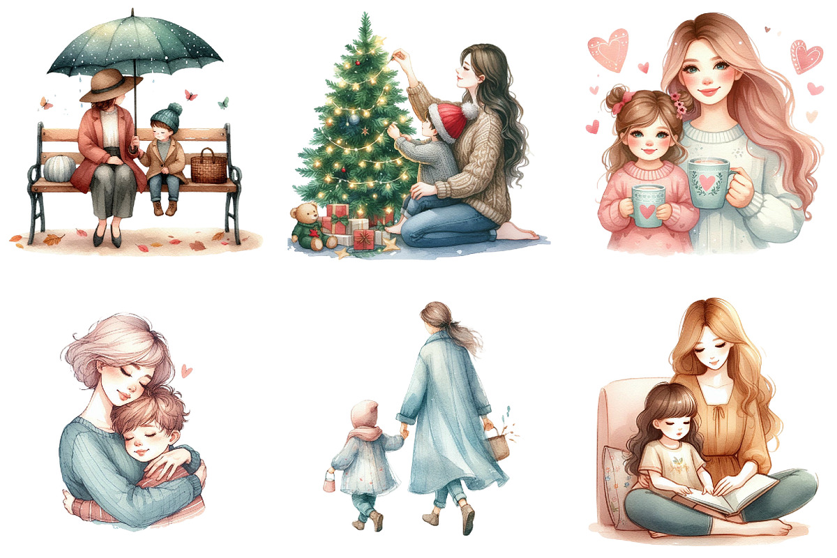 .Mommy and Child Clipart, an Illustration by DreamArtGraphic (Photo 4 of 4)
