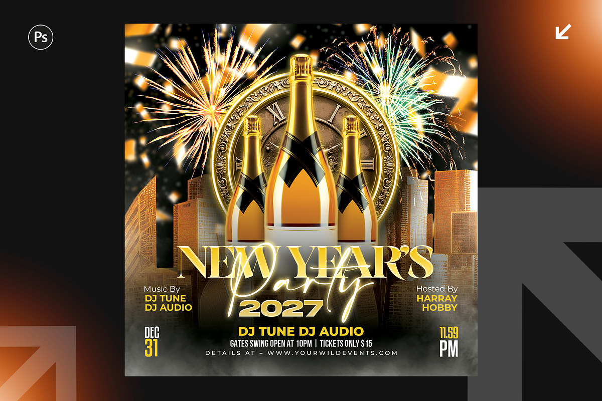 New Year Party Flyer Design Bundle, a Flyer Template by Shajib Shikder (Photo 6 of 7)