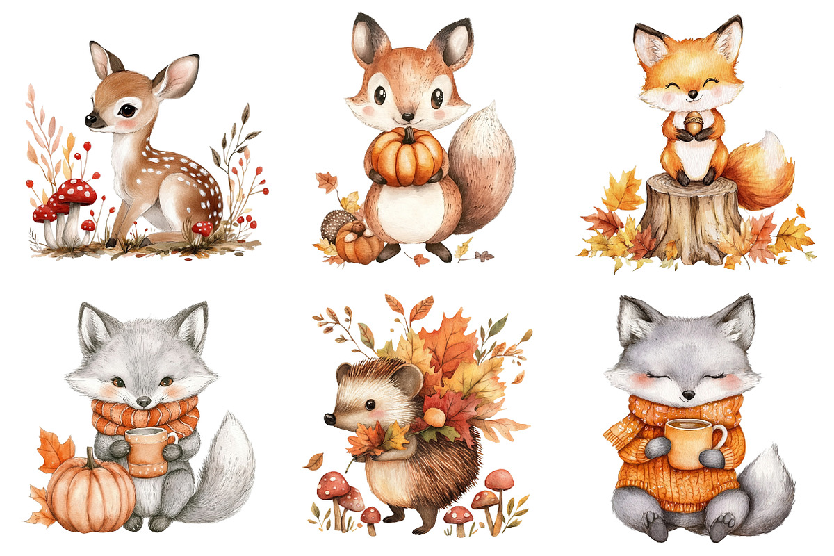 Fall Animals Clipart, a Seasonal Illustration by CitraGraphics (Photo 4 of 4)