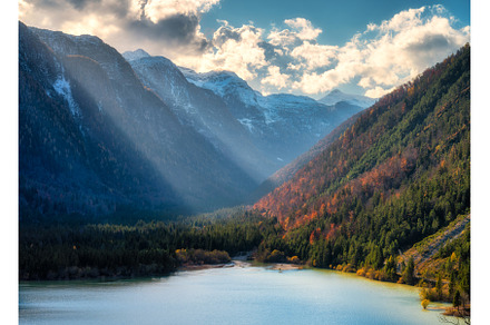 Aerial view of a alpine lake and, a Nature Photo by den-belitsky