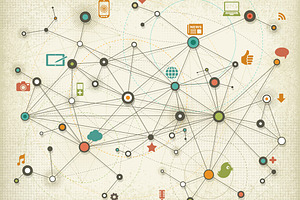 multimedia network retro concept