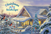 Winter Christmas landscape, a Decorative Illustration by Countryside life (Thumbnail 1 of 8)