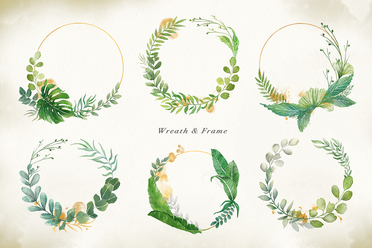 Watercolor & Gold Tropical Leaves, an Object Illustration by Papatongartist (Photo 9 of 10)