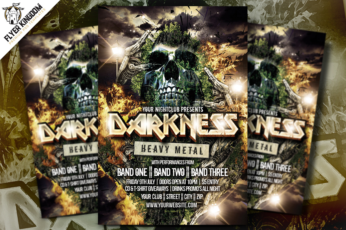 Darkness Heavy Metal Flyer Template, a Flyer Template by FlyerKingdom