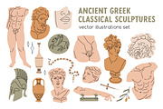Ancient Greek statues and sculptures, a Decorative Illustration by Good Studio (Thumbnail 1 of 3)