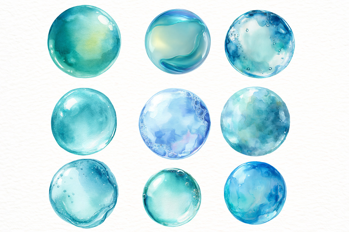 Summer Sea Underwater Bubbles Clipar, an Illustration by Designworld (Photo 4 of 7)