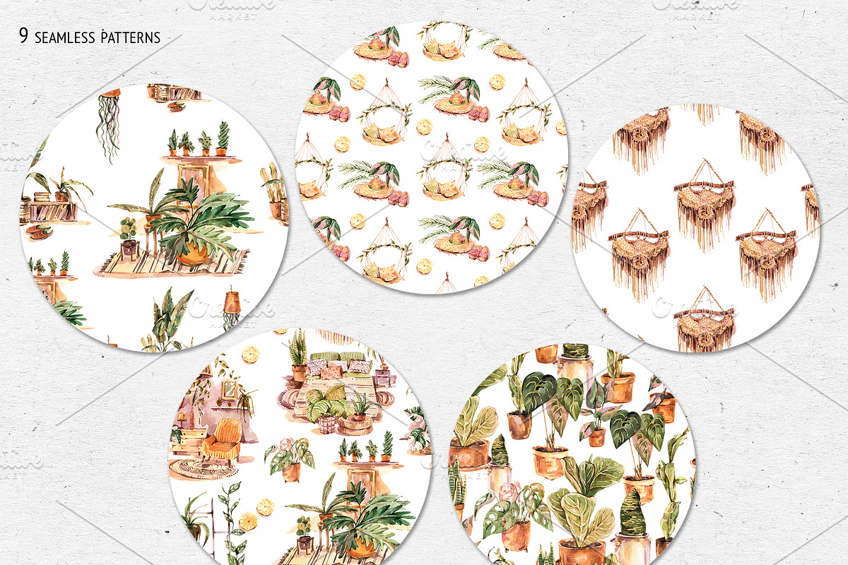 Watercolor Urban Jungle Decor, a Decorative Illustration by Belusuab (Photo 9 of 10)