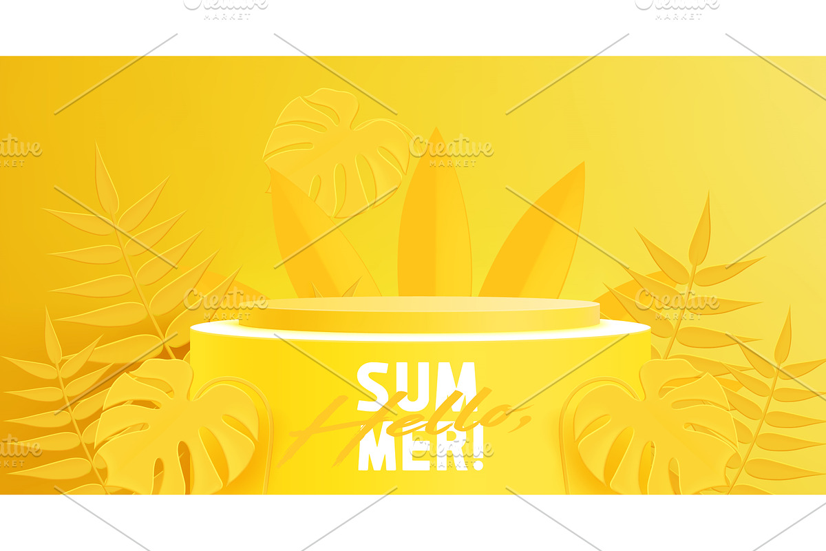 Hello summer banner with round, an Illustration by art PVP - market