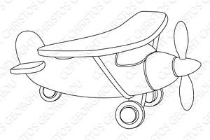 Aeroplane Cartoon Coloring Book, a Transportation Illustration by Christos Georghiou