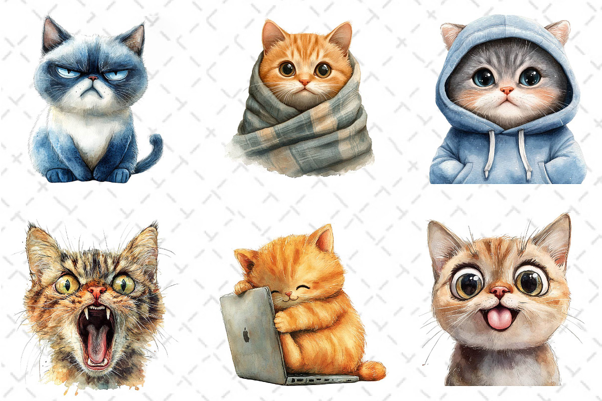 Funny Meme Cats Sublimation Clipart, an Illustration by Dream Creation (Photo 2 of 6)