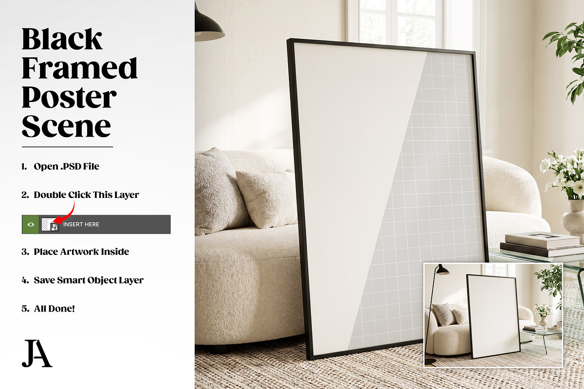Black Framed Poster 2x3 PSD Mockup, a Household Mockup by Julian Adams (Photo 3 of 3)