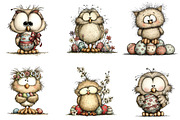 Whimsical easter owl clipart, an Illustration by CreationArt (Thumbnail 3 of 7)