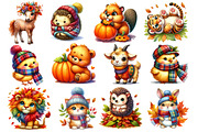 Autumn Cute Animals Clipart, an Illustration by Dream Creation (Thumbnail 4 of 4)
