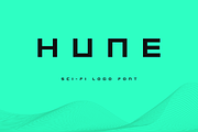Hune-Blocky Sci-fi Logo Font, a Sans Serif Font by Ebad Designs (Thumbnail 1 of 7)
