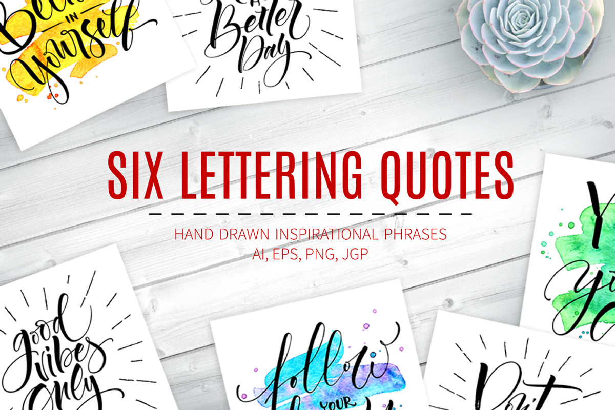 6 Handwritten Lettering Quotes, a Decorative Illustration by TripleHely