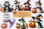 Halloween Cat Watercolor Clipart, an Icon by Creative Art (Thumbnail 1 of 4)