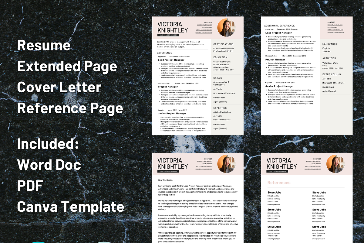 Resume CV Template for Word & Canva, a Resume Template by Minva Themes (Photo 2 of 4)