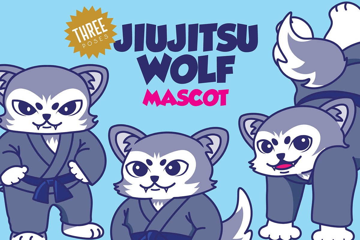 Jiu Jitsu Wolf Cartoon Mascot Set, a Sport Illustration by ashenterprise (Photo 1 of 4)
