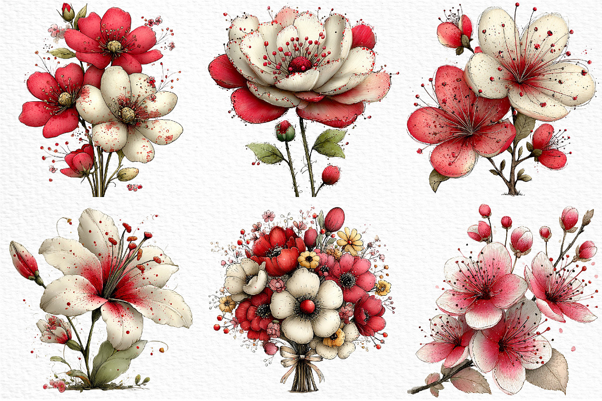 Whimsical Spring Flower Clipart, an Illustration by Craft Nest (Photo 6 of 11)