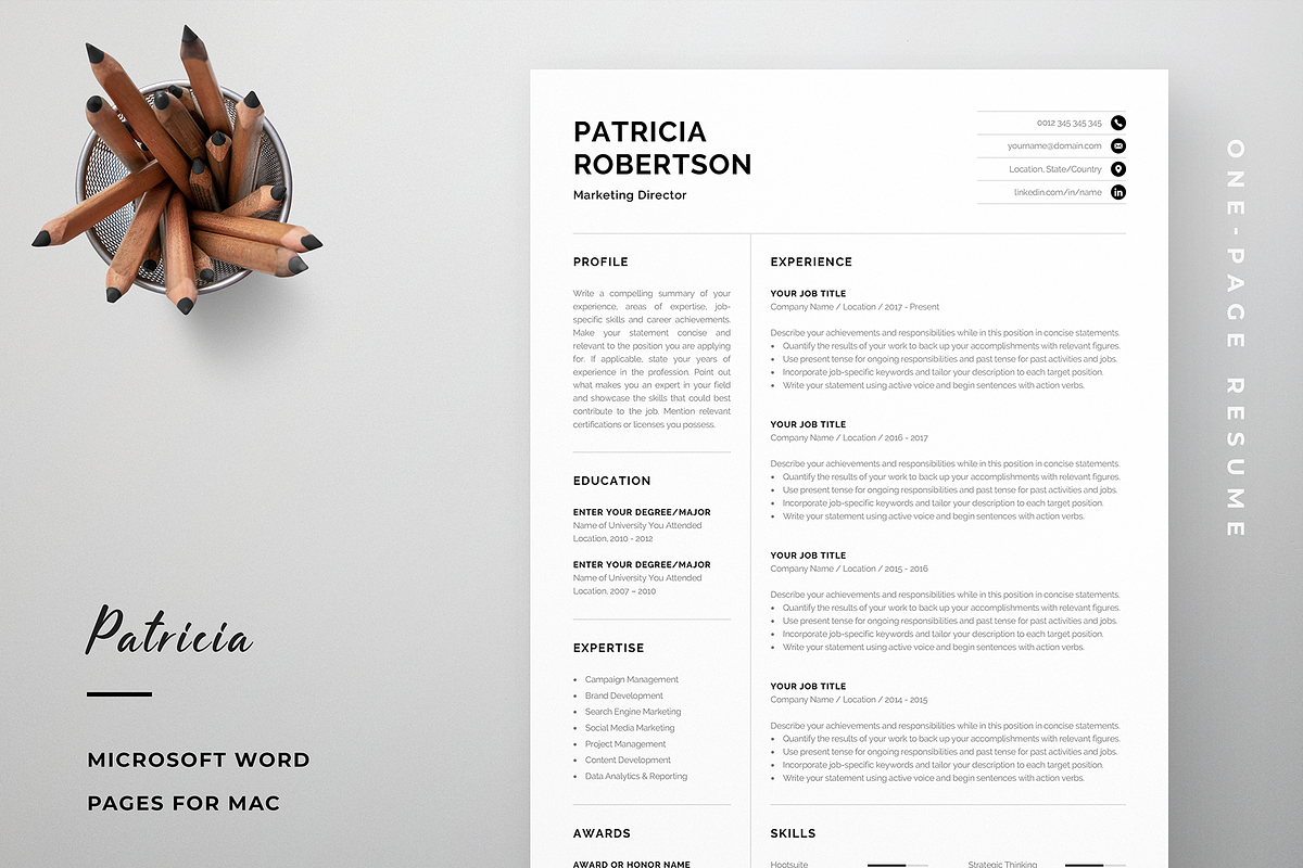 Resume Template Patricia, a Resume Template by Olympia Resume (Photo 1 of 4)