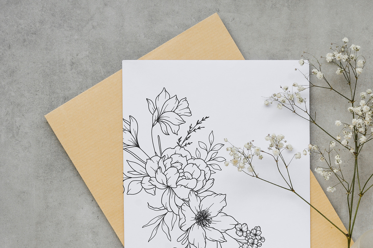 Spring Flowers Line Art, a Decorative Illustration by CaraulanStore (Photo 6 of 9)