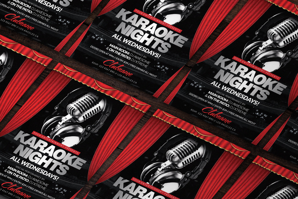 Karaoke Nights Flyer Template, a Flyer Template by Creative Waffle (Photo 2 of 5)