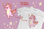 3 Pink Unicorns Cute Clipart, an Illustration by Eereen Studio (Thumbnail 2 of 2)