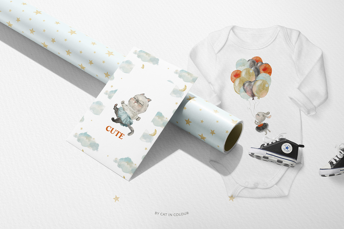 Festive Season. Cute Cats & Rabbits, an Animal Illustration by Cat In Colour (Photo 2 of 16)