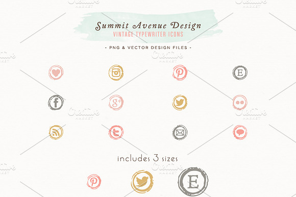 Vintage Typewriter Key Social Icons