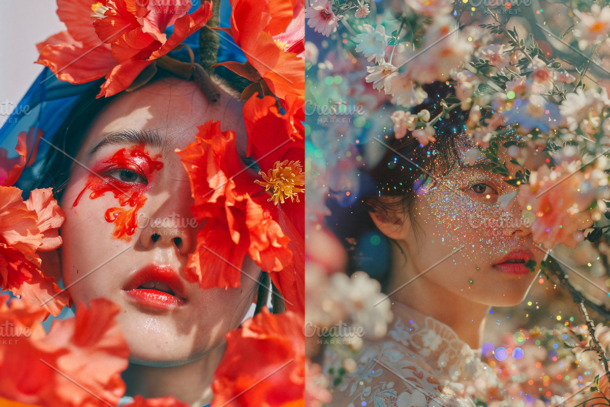 127 Fashion models in flowers, a Beauty & Fashion Photo by Handmadefont (Photo 13 of 15)