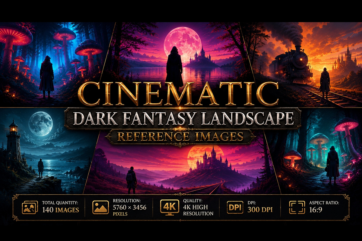 Dark Fantasy Environment Wallpapers, a Wallpaper Graphic by Premium Digital Templates (Photo 1 of 3)