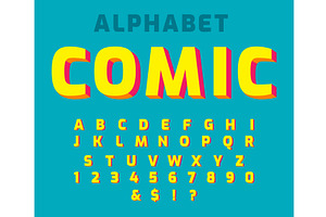 Comic retro font set. Alphabet, an Illustration by Things for designers