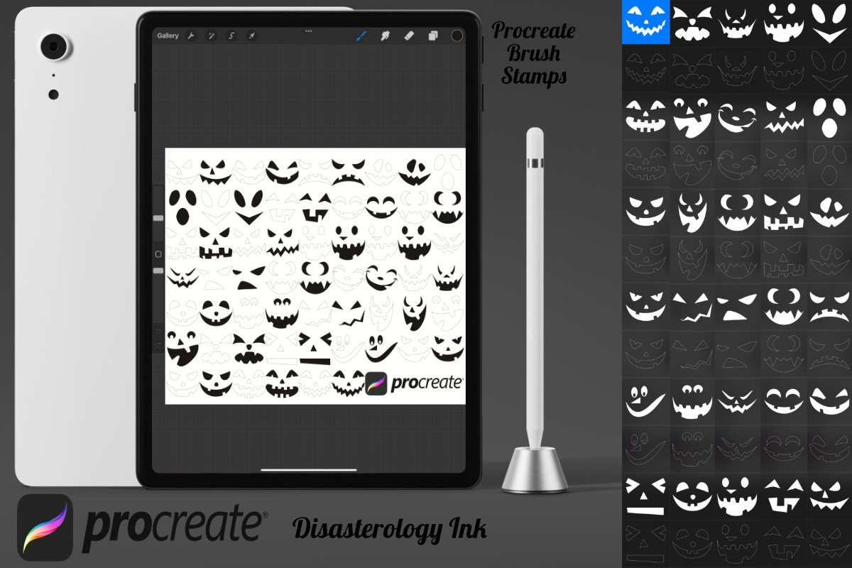 Halloween Pumpkin Monster Faces 2, a Brush Add-On by Disasterology Ink (Photo 2 of 10)