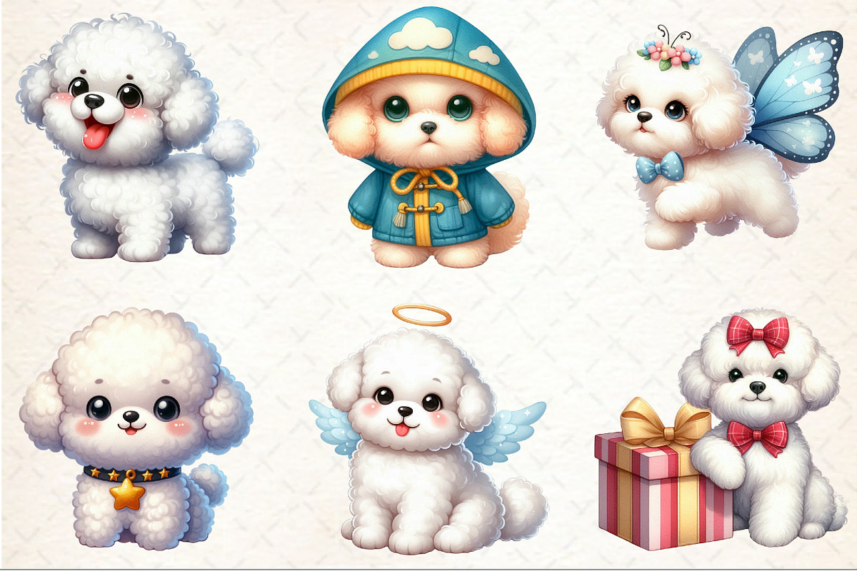 Bichon Frise Dog Watercolor Clipart, an Illustration by Rose Art (Photo 3 of 4)