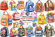 Watercolor Back to School Bag PNG, a Seasonal Illustration by Canvas Craft (Thumbnail 1 of 4)