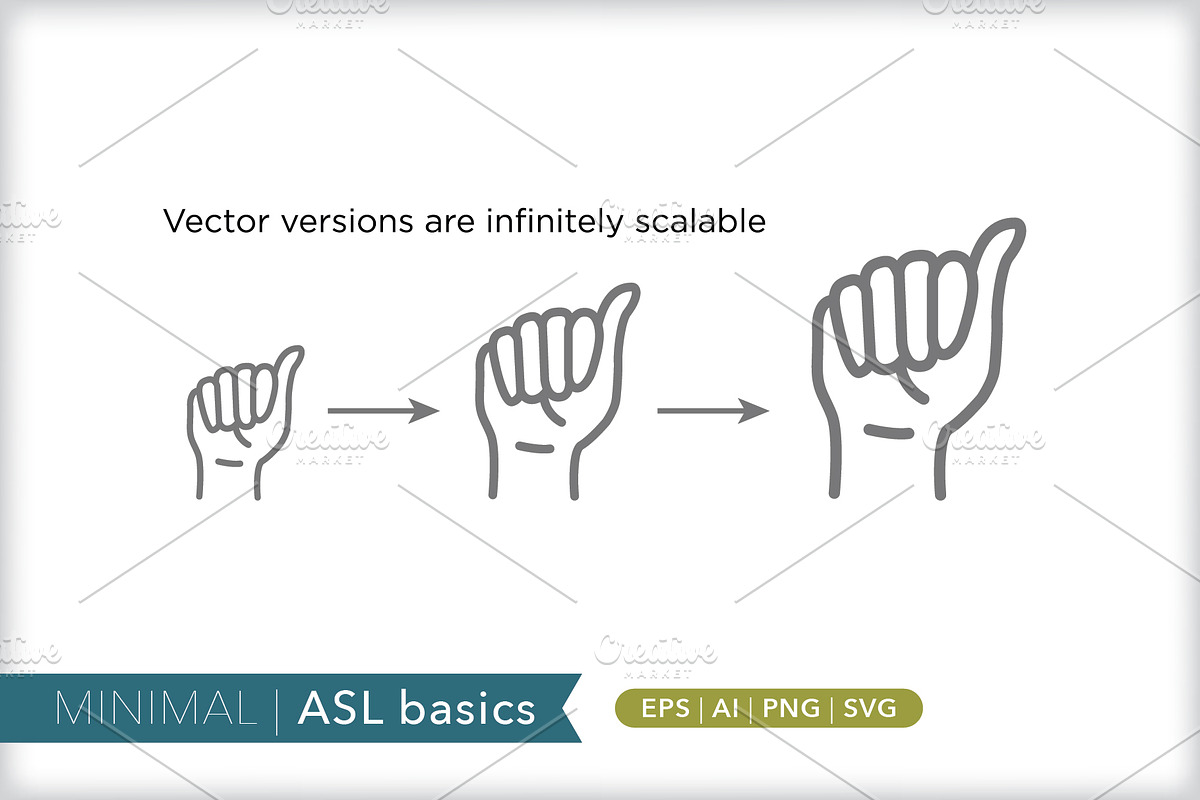 American sign language (ASL) basics, an Outline Icon by Picture Window (Photo 4 of 5)