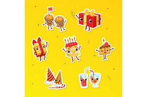 Happy Holidays Cute Stickers, an Illustration by TopVectors