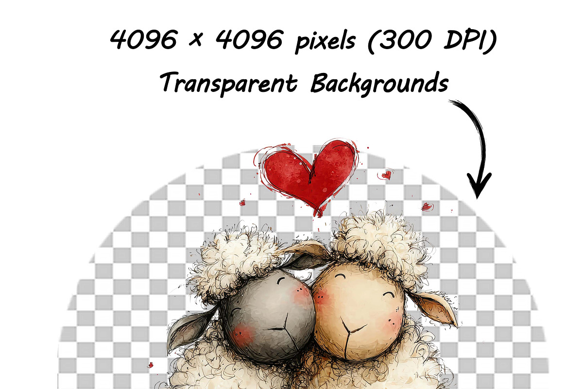 Whimsical Valentine Sheep Clipart, a Graphic by one-touch (Photo 8 of 16)