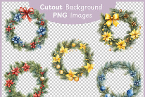 Christmas Wreath Watercolor PNG Art