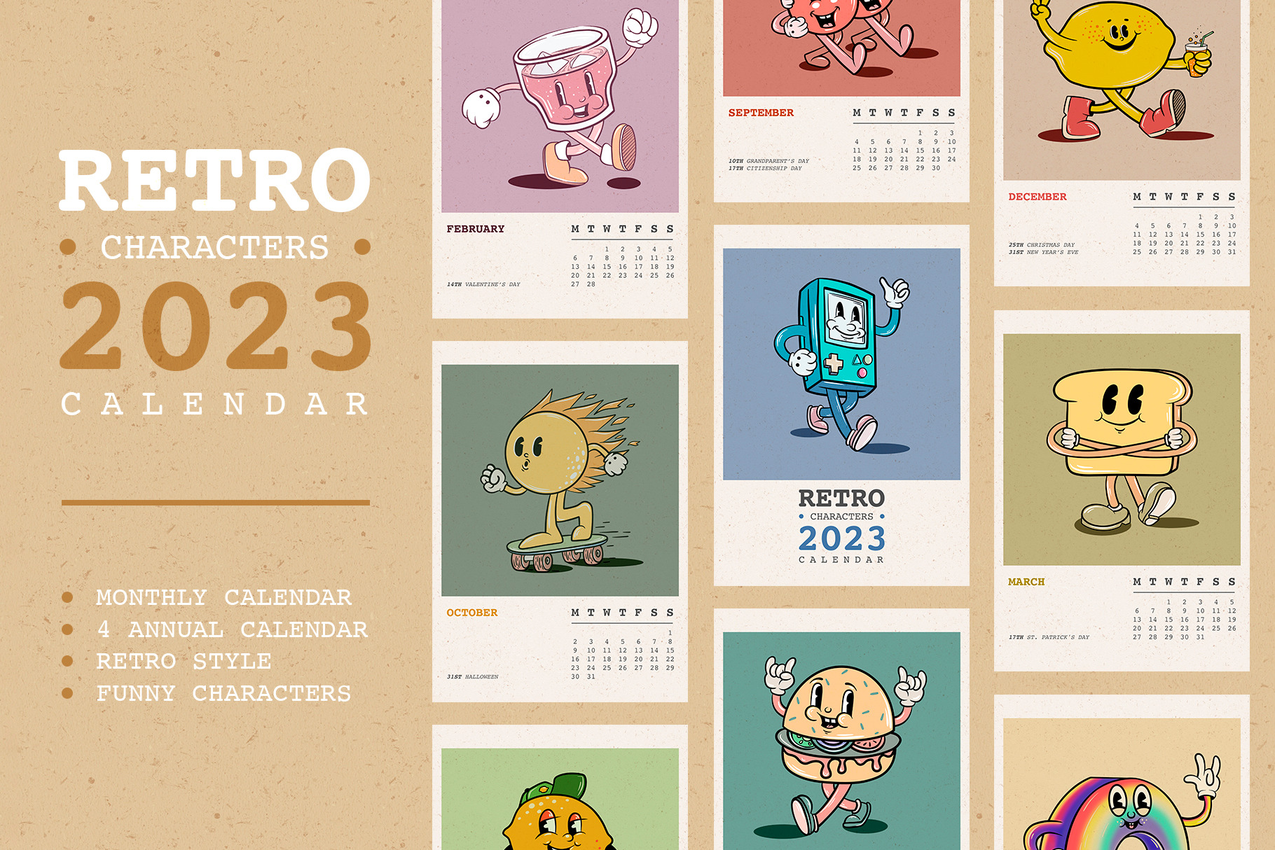 Retro Calendar 2023 | Graphics ~ Creative Market