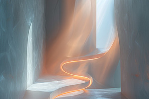 Futuristic Minimalist Corridor With Glowing Orange Path and Soft, an Abstract Photo by José Manuel Gelpi