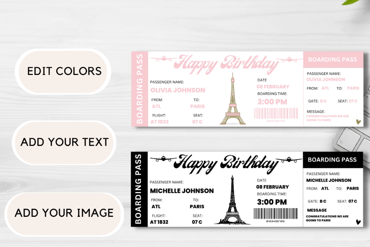 Happy Birthday Boarding Pass, a Card Template by YasdeyDesigns (Photo 7 of 8)
