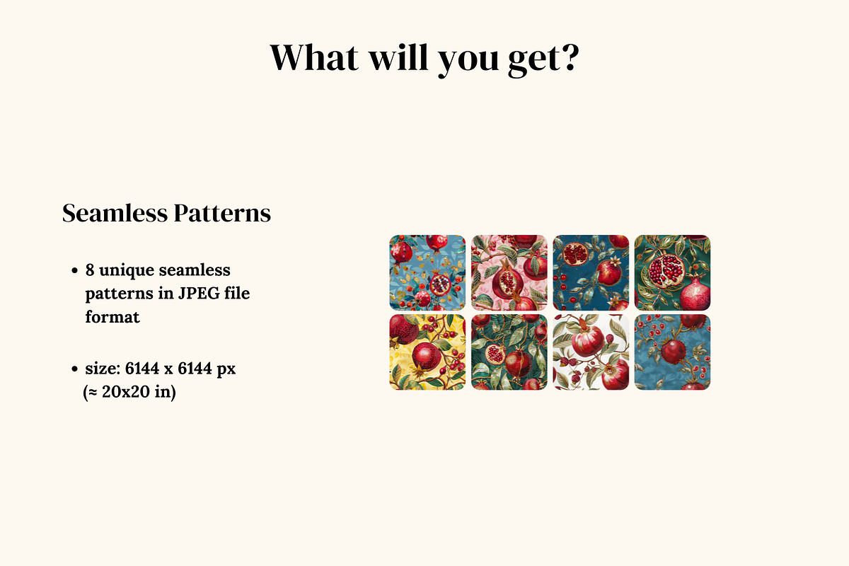 Jeweled Pomegranates Patterns, a Pattern Graphic by Ninterints (Photo 2 of 6)