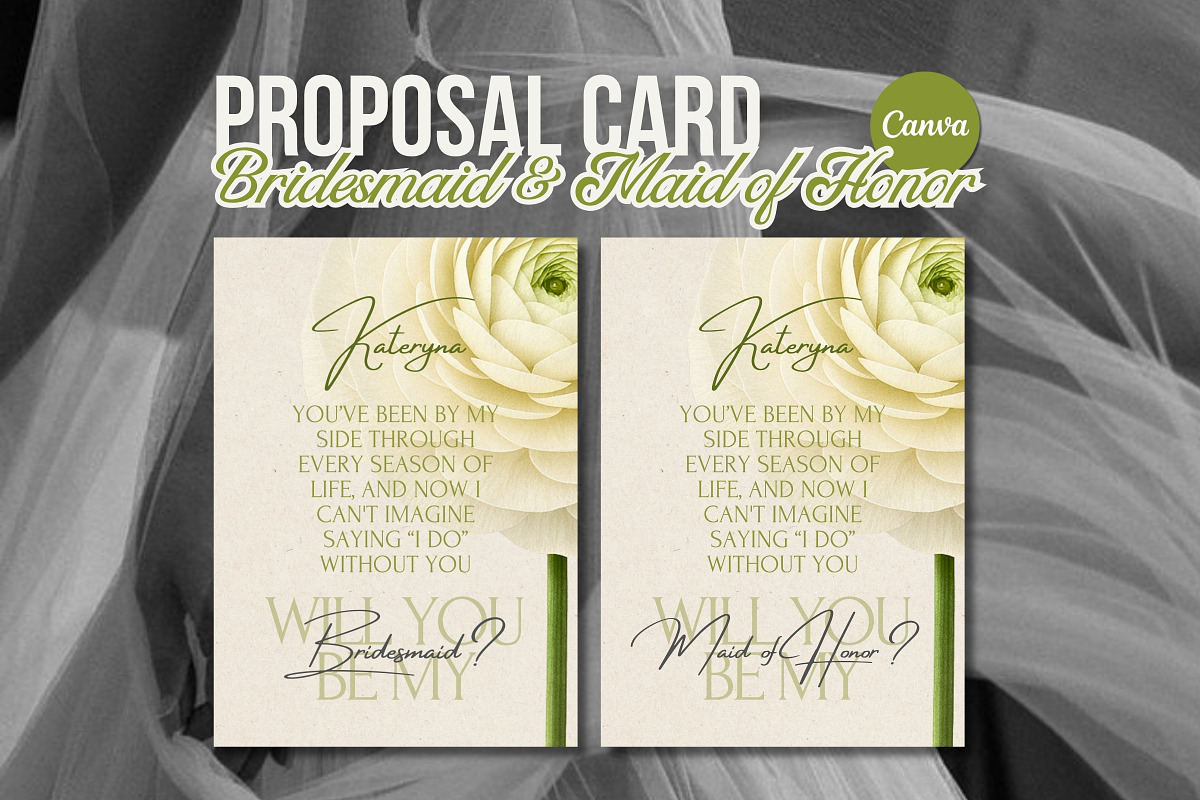 Bridesmaid Proposal Card Template, an Invitation Template by TrendyliciousStore (Photo 2 of 7)